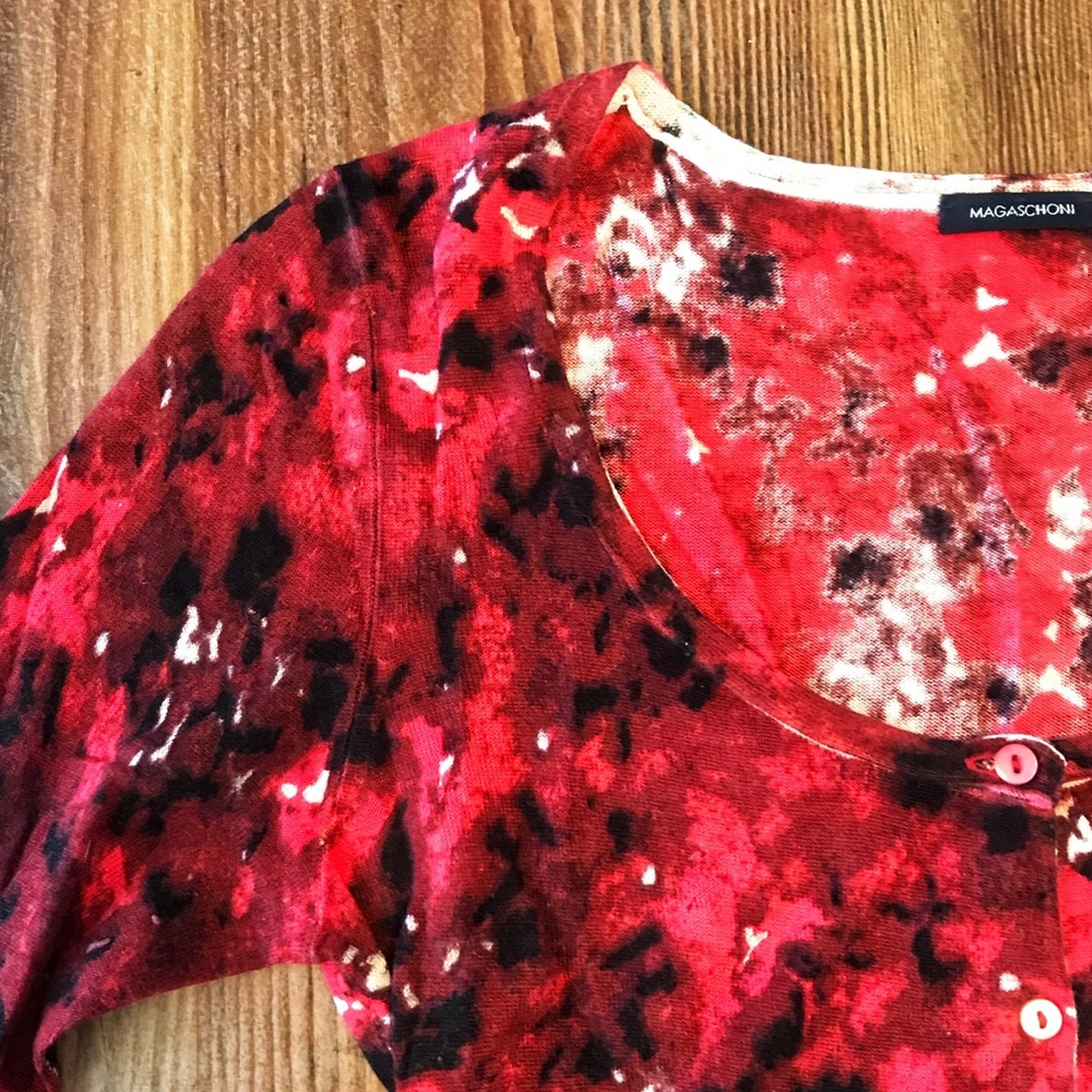Bright Magaschoni Cardigan with Satin Tie